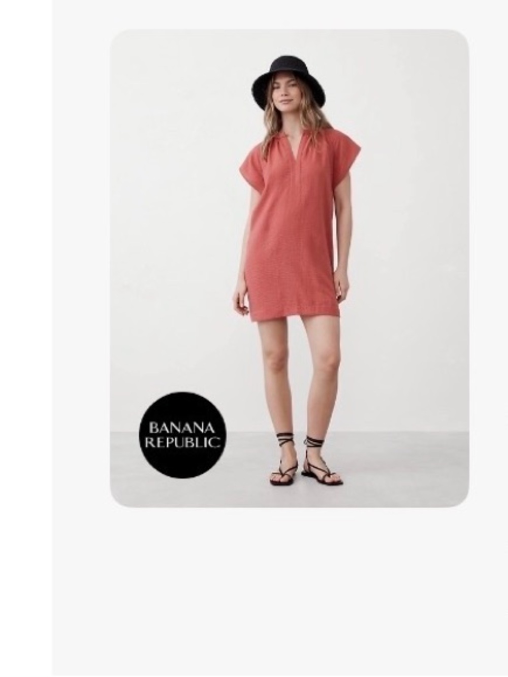 Banana Republic Short Sleeve V-Neck Mini Dress in Terracotta